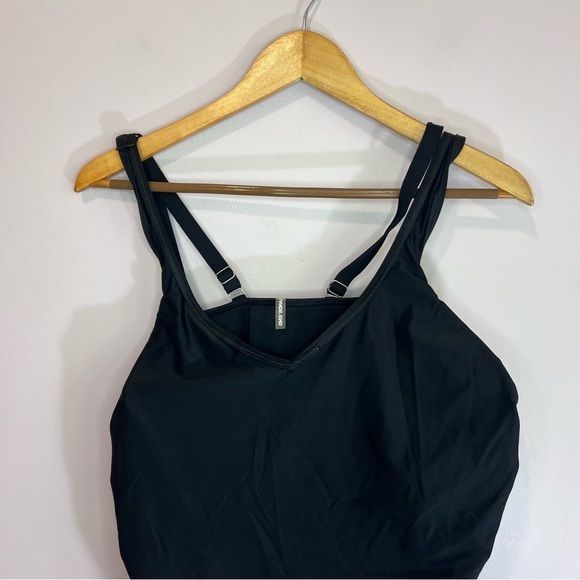 Land's End Black UV Chlorine Resistant Underwire Side Ruched Tankini Top 14DD - Picture 3 of 9